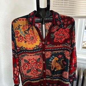 Anthropologie Farm Rio Multicolor Print Shirt